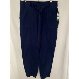 Tommy Jeans Paperbag Cargo Jogger Pants Women Sz L Navy Blue Pockets PullOn NWT